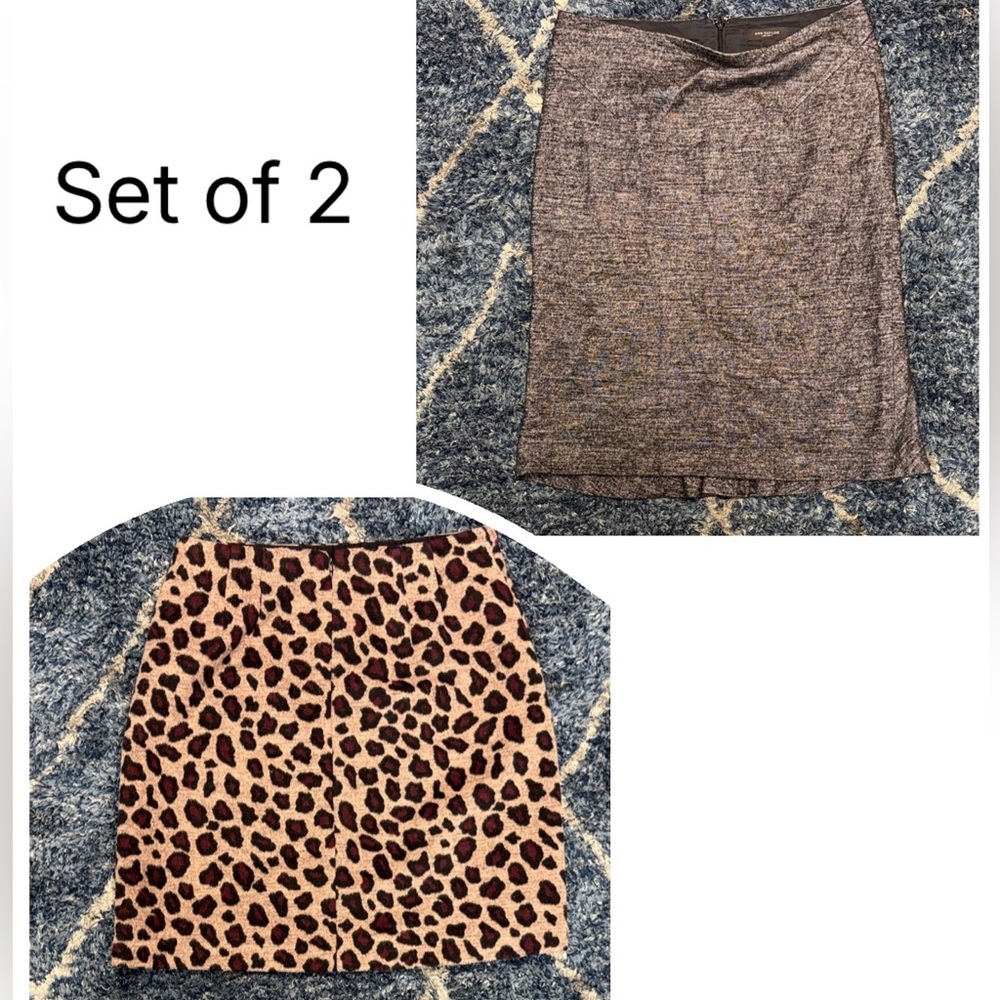 Ann Taylor set- one skirt with a back ruffle hem & second skirt animal print